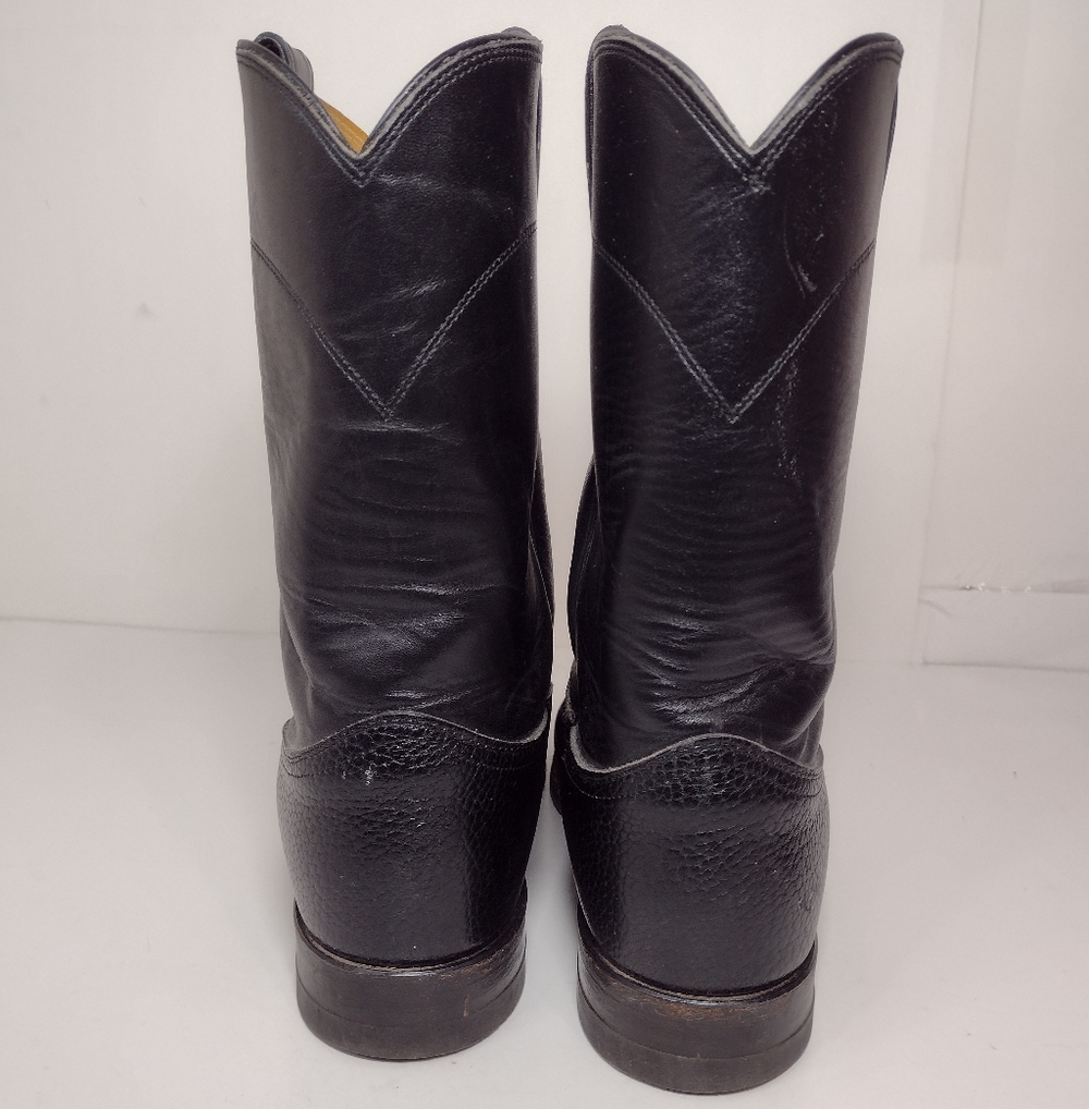 Justin Classic Black Leather Men's Boots Size (9)D Made In USA - Picture 3 of 12
